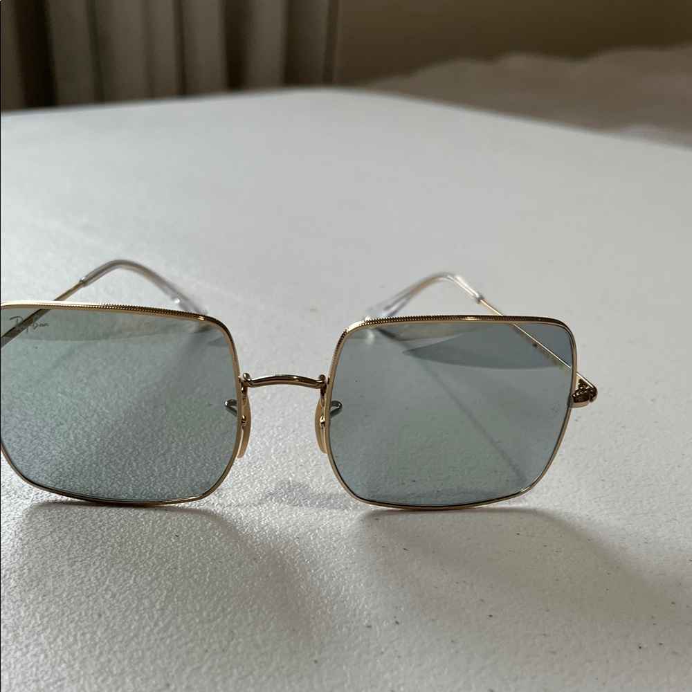 Ray Ban RB 1971 style  Gold Frame  Square Sunglasses with Gray Blue tint